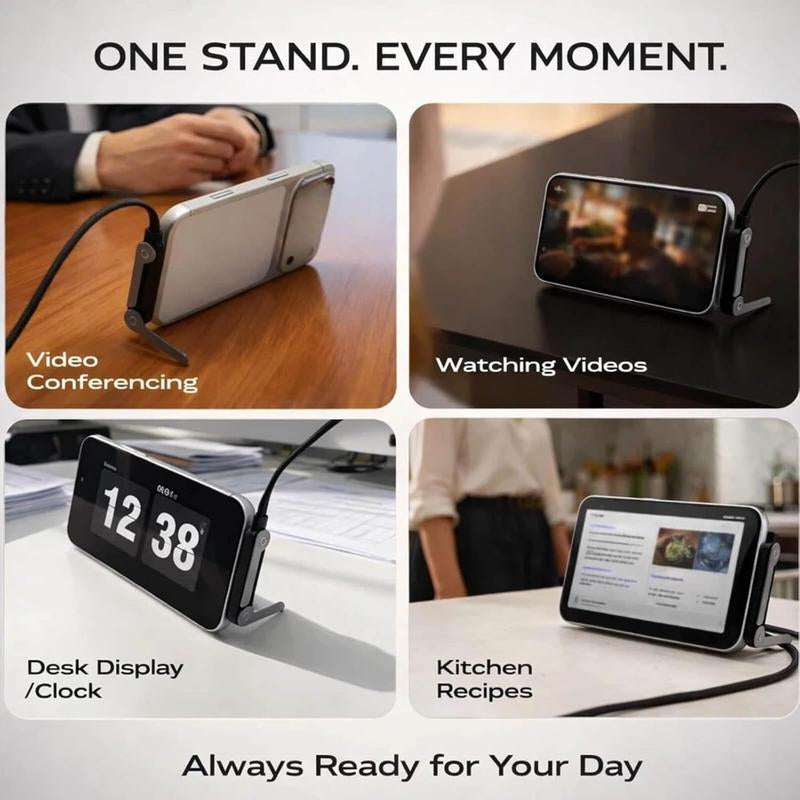 Luxora Type-C Charger Cable, 240W Super Fast Charging 2-In-1 Charging Cord & Phone Holder for Gaming, Office, Car Travel – Black