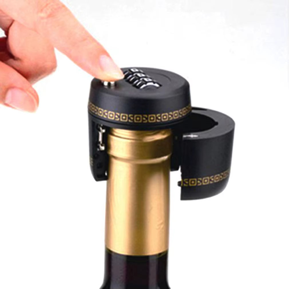 Plastic Wine Bottle Lock Secret for Wine Stopper Bottle Cap with Password Bar Wine Accessories Creative Gifts Black