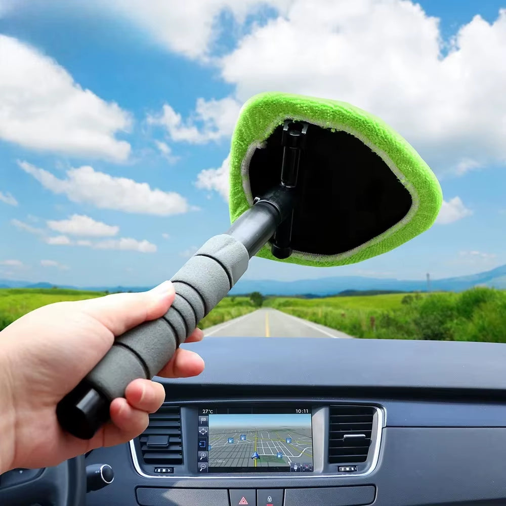 Telescopic Window Mist Eliminator – Microfiber Windshield Scraper & Cleaner Brush