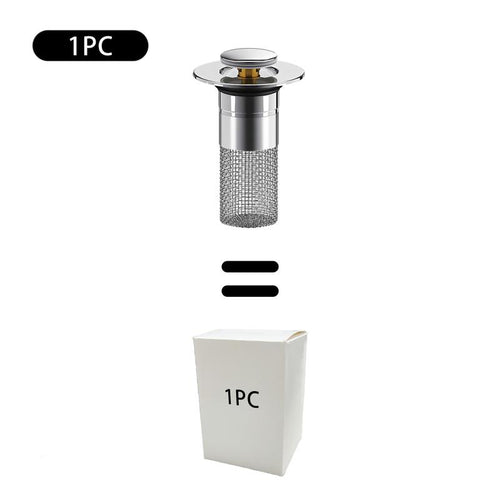 Bathroom Sink Drain Strainer, Pop up Sink Drain Strain, Bathroom Sink Stopper with Removable Stainless Steel, Filter Basket Hair Catcher Hair Catcher