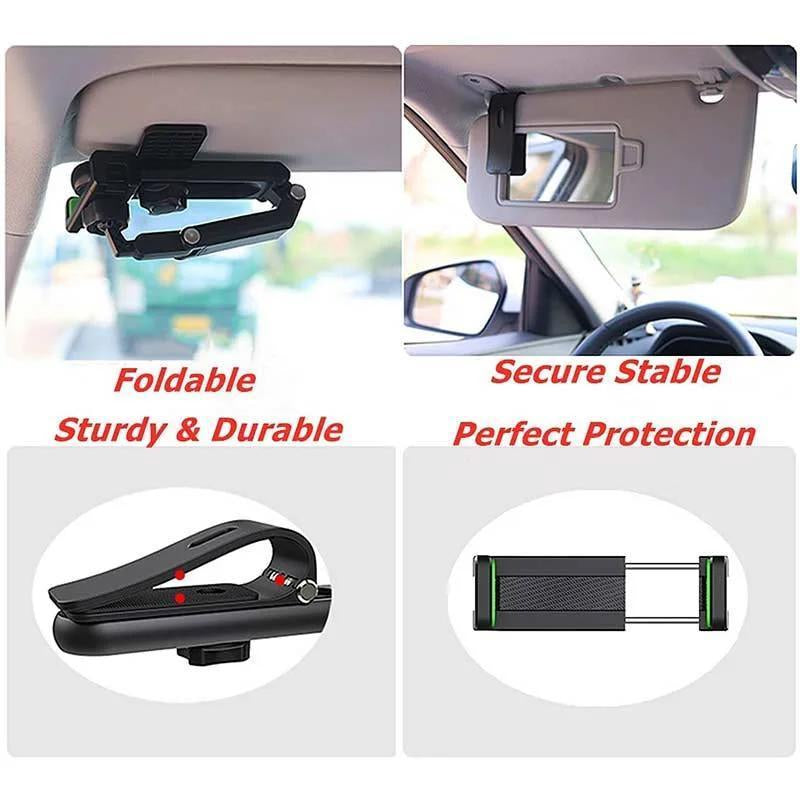 Luxora 1080° Multi-Function Car Sun Visor Phone Holder | 360° Rotatable Retractable | Universal Fit for All Scenes