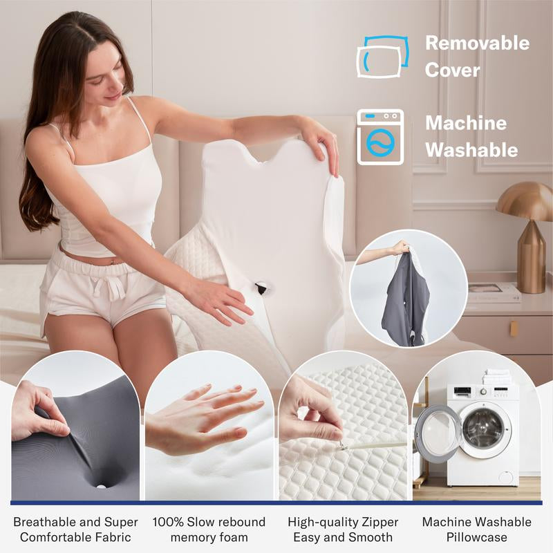 Alcedo Cervical Memory Foam Pillow for Neck and Shoulder Pain Relief, Adjustable Ergonomic Contour Orthopedic Pillow with Cervical Support for Side, Back and Stomach Sleepers