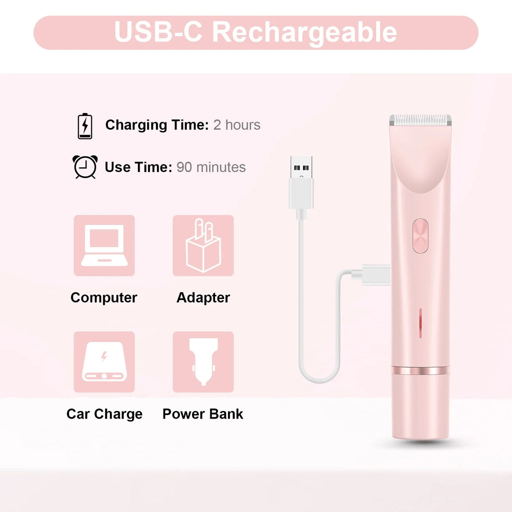 Luxora Electric Razor Dual-Head Shaver Face Bikini Trimmer, Rechargeable Wet Dry Use