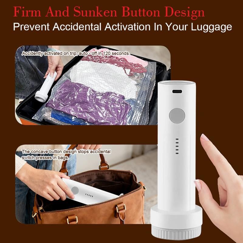 [2026 Upgraded] Cordless Travel Vacuum Bag Set - 9/15/ Pac Compression Bags for Carry-On Suitcases - USB Rechargeable Handheld Pump with Built-In Battery - Space Saver for Clothes & Packing, Zipper Pouches Durable, Lightweight Organizer Fitting Cover