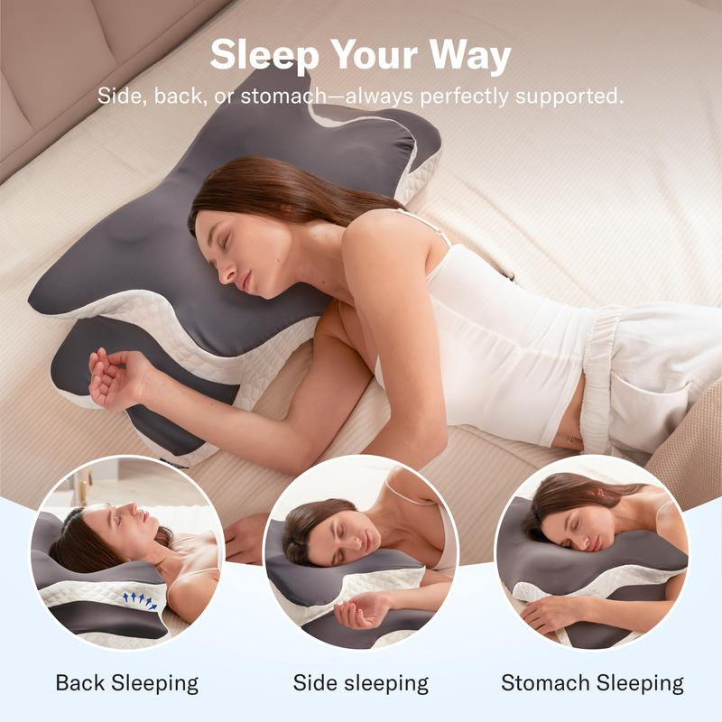 Alcedo Cervical Memory Foam Pillow for Neck and Shoulder Pain Relief, Adjustable Ergonomic Contour Orthopedic Pillow with Cervical Support for Side, Back and Stomach Sleepers