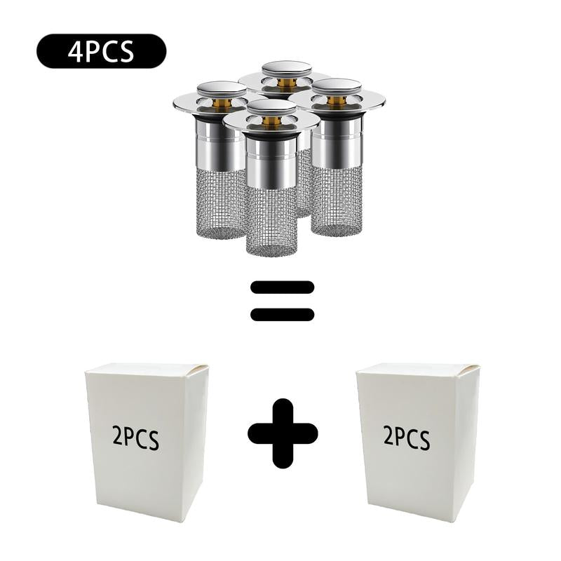 Bathroom Sink Drain Strainer, Pop up Sink Drain Strain, Bathroom Sink Stopper with Removable Stainless Steel, Filter Basket Hair Catcher Hair Catcher